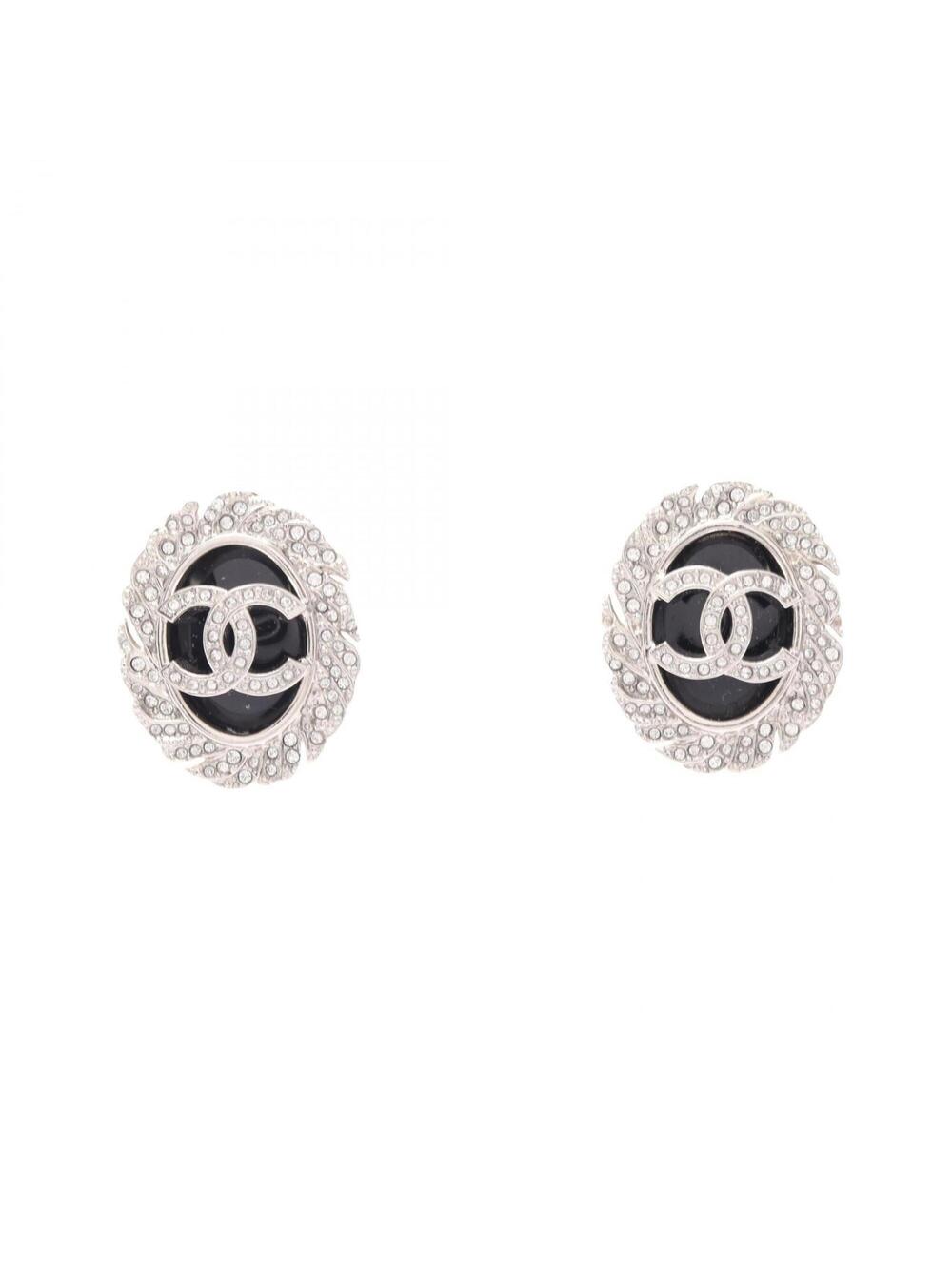 Chanel Cc Logo Earrings Silver-Tone #351470C11B